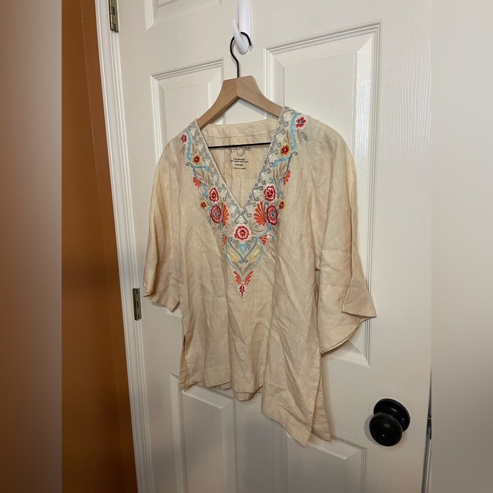 Kyla Seo Karyn Caite Linen Top Boho Revival Size Small - Picture 2 of 6
